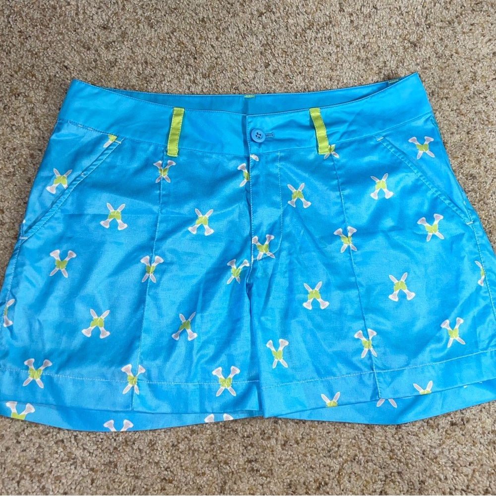 Birdies & Bows Golf Shorts Women’s Size 6 Blue Printed Performance Golf Shorts